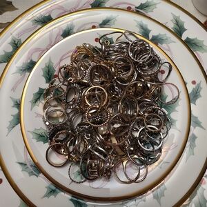 Over 150 Rings Gold and Silver Toned Large Costume Fashion To Now Ring Lot
